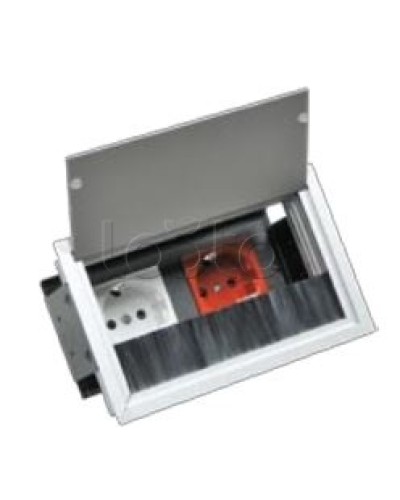 Люк настольный встраиваемый на 2 модуля (45х45мм) с крышкой, алюминий IP20 Экопласт 70042 в Нижнем Тагиле Системы лючков и колонн Pintop.ru