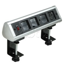Блок настольный с выключателем нагрузки на 4 модуля (45х45мм) на струбцинах (алюминий) Экопласт 70314
