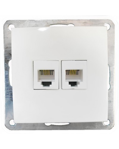 Розетка телефонная двойная 2хRJ-11 с накладкой (белый) LK60 (865604-1) в Нижнем Тагиле Розетки компьютерные и телефонные Pintop.ru