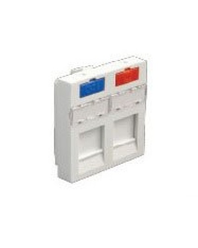 Лицевая панель (накладка) информационной розетки, 45х45 мм, 2 входа Экопласт (87002) в Нижнем Тагиле Розетки компьютерные и телефонные Pintop.ru