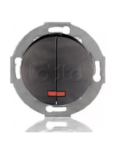 Выключатель двухклавишный Экопласт (схема 5L) с индикатором 10 A, 250 B (черный ) Vintage в Нижнем Тагиле Розетки компьютерные и телефонные Pintop.ru