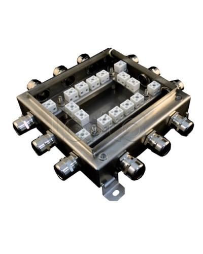 Коробка монтажная огнестойкая Гефест КМ-О (32к*10,0)-IP66 2020нерж, 12 вводов 200х200х60 в Нижнем Тагиле Распределительные коробки Pintop.ru