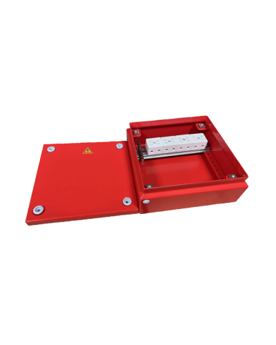 Коробка распределительная огнестойкая КРОПС, IP55, габаритные размеры 150х150х80 мм, для кабелей сечением до 10 мм2, 4 клеммы КМ-Профиль (FRJB-KM-ST5-10-04-КРОПС-IP55) в Нижнем Тагиле Распределительные коробки Pintop.ru