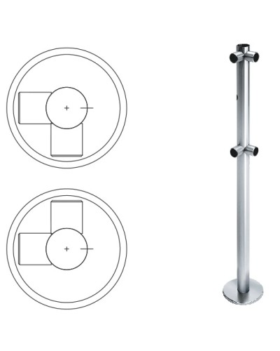 Стойка ограждения L-образная с отверстием под фиксатор, 2 муфты слева (антик серебро) Oxgard в Нижнем Тагиле Ограждения Pintop.ru