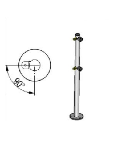 Стойка ограждения L-образная под поворотные створку и секцию 2 полупетли с крепежом, 2 муфты с крепежом справа Oxgard Стойка ограждения с 2-мя полупетлями L-образная права (ВЗР 1996.09.01) в Нижнем Тагиле Ограждения Pintop.ru