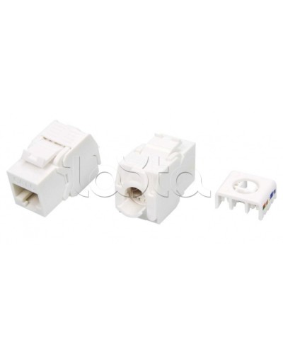 Вставка Keystone Jack RJ-45(8P8C) Hyperline KJ8-8P8C-C6-180-TLS-WH в Нижнем Тагиле Модули Keystone Pintop.ru