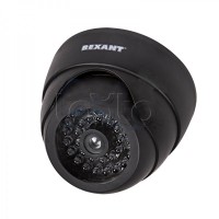 Муляж внутренней купольной камеры видеонаблюдения с вращающимся объективом и мигающим красным светодиодом REXANT 45-0230