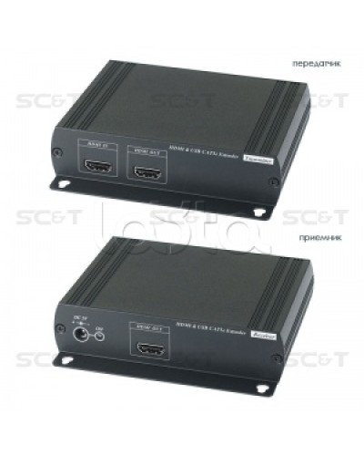 Удлинитель HDMI KVM (комплект приёмник + передатчик) по Ethernet до 120м (CAT5e) SC&T HKM01E в Нижнем Тагиле Видеоусилители, Модуляторы, Делители Pintop.ru