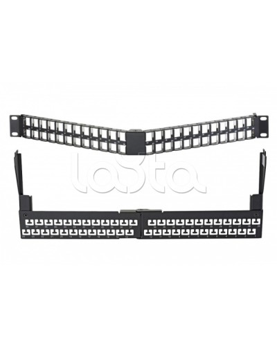 Коммутационная угловая панель 19” наборная, FTP, 1U, 48 портов, черный Eurolan (27A-00-48-01BL) в Нижнем Тагиле Патч панель Pintop.ru