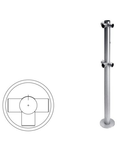 Стойка ограждения Т-образная с отверстием под фиксатор (антик серебро) Oxgard в Нижнем Тагиле Ограждения Pintop.ru