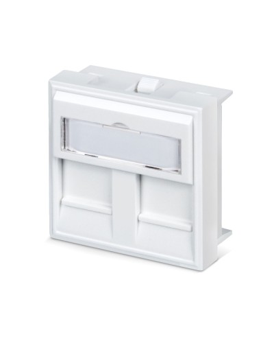 Вставка 45x45 (Mosaic) для 2 модулей формата Keystone Jack с маркером (FP-45-2M) Пожтехкабель СКС (202-032) в Нижнем Тагиле Модули Keystone Pintop.ru