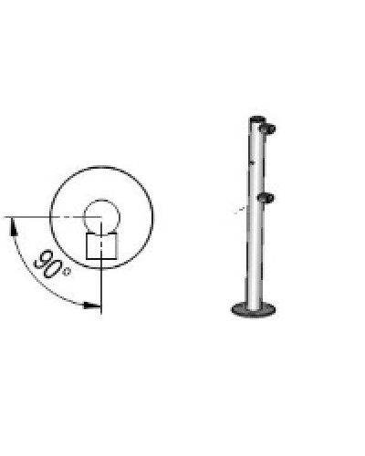 Стойка ограждения с отверстием под фиксатор L-образная, 2 муфты справа Oxgard Стойка ограждения с отверстием под фиксатор L-образная, 2 муфты справа (ВЗР 1996.09.62) в Нижнем Тагиле Ограждения Pintop.ru