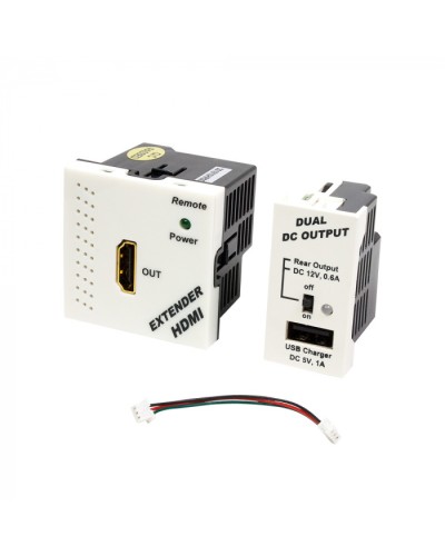 Конвертор RJ45-HDMI, приемник + БП формата Mosaic, 45x45мм + 22.5х45мм, белые LANMASTER (LAN-SIP-23HDMI/RX-WH) в Нижнем Тагиле Медиаконвертеры Pintop.ru